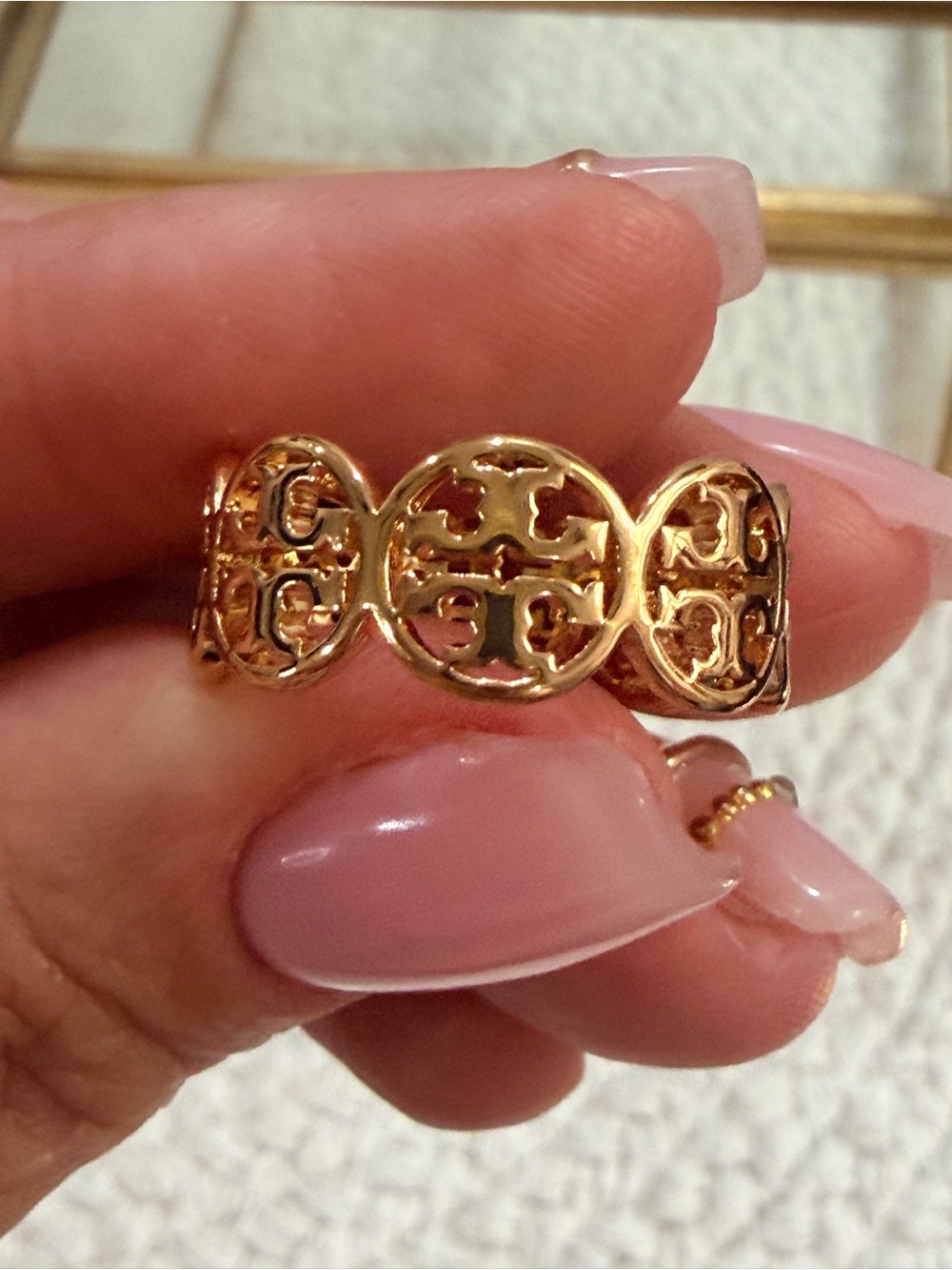 Tory Burch NWT Miller Logo cut-out design Ring | Size 7.5 | TB Dust Bag